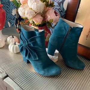Anthropologie Green Suede Booties by All Black